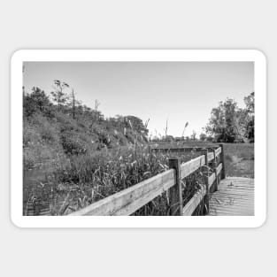 Wooden bridge over the canal in rural Norfolk Sticker